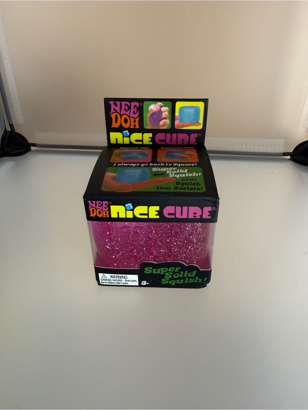 NeeDoh Nice Cube Super Solid Squish Glitter Pink